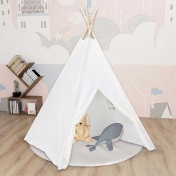 ARDEBO.de - Kinder Tipi-Zelt mit Tasche Pfirsichhaut Weiß 120x120x150 cm