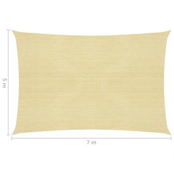 Sonnensegel 160 g/m² Beige 5x7 m HDPE