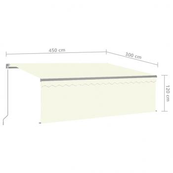 Markise Manuell Einziehbar mit Rollo 4,5x3 m Creme