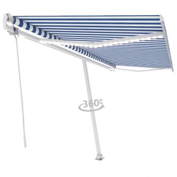 ARDEBO.de - Markise Automatisch mit LED & Windsensor 500x300 cm Blau Weiß