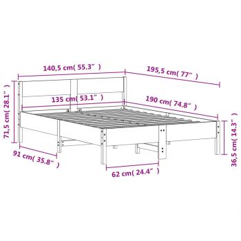 Massivholzbett ohne Matratze 135x190 cm Kiefernholz