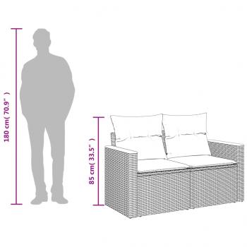 Gartensofa mit Kissen 2-Sitzer Schwarz Poly Rattan