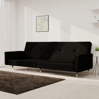 ARDEBO.de - Schlafsofa 2-Sitzer mit 2 Kissen Schwarz Samt