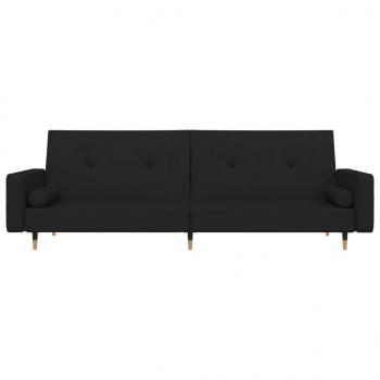 Schlafsofa 2-Sitzer mit 2 Kissen Schwarz Samt