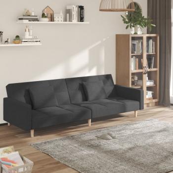 ARDEBO.de - Schlafsofa 2-Sitzer mit 2 Kissen Dunkelgrau Stoff