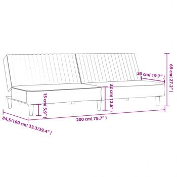 Schlafsofa 2-Sitzer Hellgrau Samt