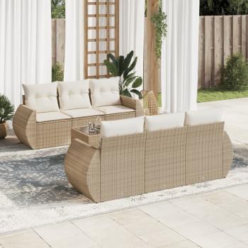 ARDEBO.de - 7-tlg. Garten-Sofagarnitur mit Kissen Beige Poly Rattan