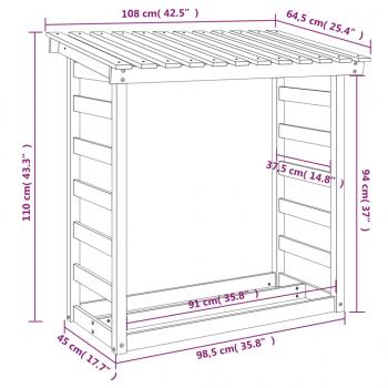 Kaminholzregal Wachsbraun 108x64,5x110 cm Massivholz Kiefer