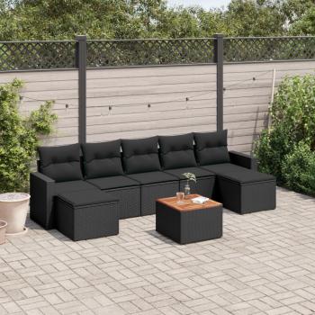 ARDEBO.de - 8-tlg. Garten-Sofagarnitur mit Kissen Schwarz Poly Rattan