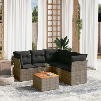 ARDEBO.de - 6-tlg. Garten-Sofagarnitur mit Kissen Grau Poly Rattan