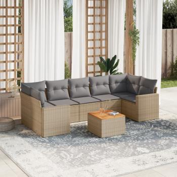 ARDEBO.de - 8-tlg. Garten-Sofagarnitur mit Kissen Beige Poly Rattan