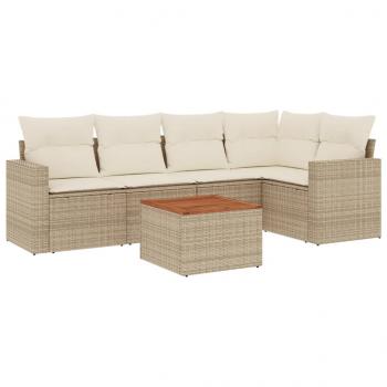 ARDEBO.de - 6-tlg. Garten-Sofagarnitur mit Kissen Beige Poly Rattan