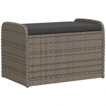 Sitzbank mit Stauraum & Kissen Grau 80x51x52 cm Poly Rattan