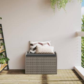 Sitzbank mit Stauraum & Kissen Grau 80x51x52 cm Poly Rattan