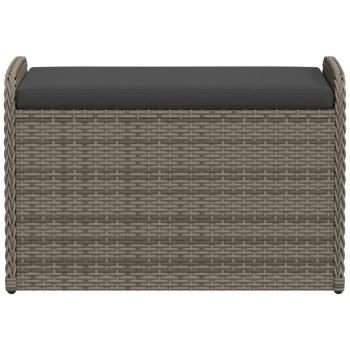 Sitzbank mit Stauraum & Kissen Grau 80x51x52 cm Poly Rattan