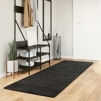 ARDEBO.de - Teppich Shaggy Hochflor Modern Anthrazit 80x250 cm