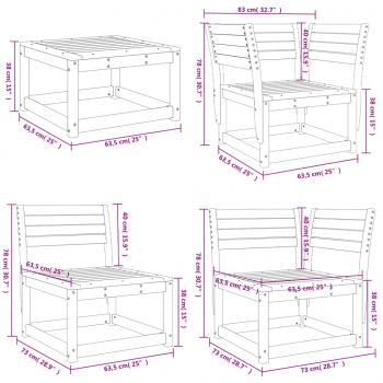 5-tlg. Garten-Lounge-Set Massivholz Kiefer