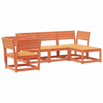 5-tlg. Garten-Lounge-Set Wachsbraun Massivholz Kiefer