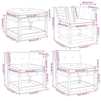 5tlg. Garten-Lounge-Set mit Kissen Wachsbraun Massivholz Kiefer