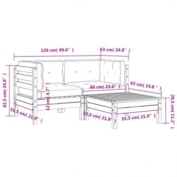 Gartensofa mit Kissen und Hocker 2-Sitzer