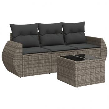 ARDEBO.de - 4-tlg. Garten-Sofagarnitur mit Kissen Grau Poly Rattan