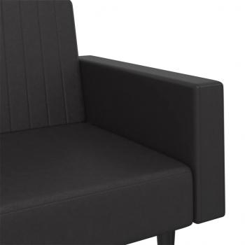 Schlafsofa 2-Sitzer Schwarz Kunstleder