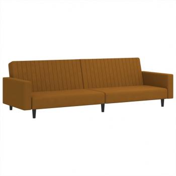 Schlafsofa 2-Sitzer Braun Samt