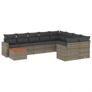 ARDEBO.de - 10-tlg. Garten-Sofagarnitur mit Kissen Grau Poly Rattan