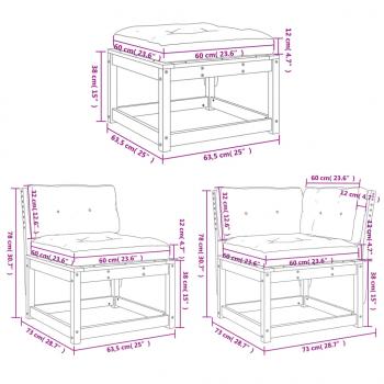 7-tlg. Garten-Lounge-Set mit Kissen Imprägniertes Kiefernholz