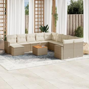 ARDEBO.de - 12-tlg. Garten-Sofagarnitur mit Kissen Beige Poly Rattan