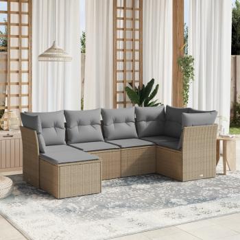 ARDEBO.de - 6-tlg. Garten-Sofagarnitur mit Kissen Beige Poly Rattan