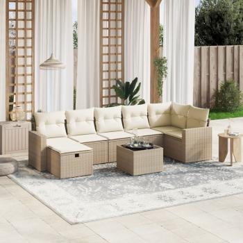 ARDEBO.de - 8-tlg. Garten-Sofagarnitur mit Kissen Beige Poly Rattan