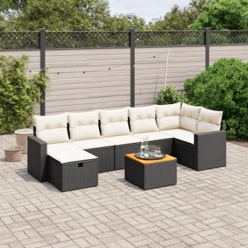 ARDEBO.de - 8-tlg. Garten-Sofagarnitur mit Kissen Schwarz Poly Rattan