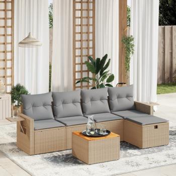 ARDEBO.de - 6-tlg. Garten-Sofagarnitur mit Kissen Beige Poly Rattan