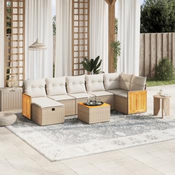 ARDEBO.de - 8-tlg. Garten-Sofagarnitur mit Kissen Beige Poly Rattan