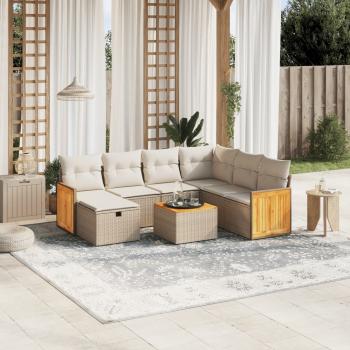 ARDEBO.de - 8-tlg. Garten-Sofagarnitur mit Kissen Beige Poly Rattan