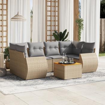 ARDEBO.de - 7-tlg. Garten-Sofagarnitur mit Kissen Beige Poly Rattan