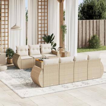 ARDEBO.de - 8-tlg. Garten-Sofagarnitur mit Kissen Beige Poly Rattan