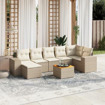 ARDEBO.de - 8-tlg. Garten-Sofagarnitur mit Kissen Beige Poly Rattan