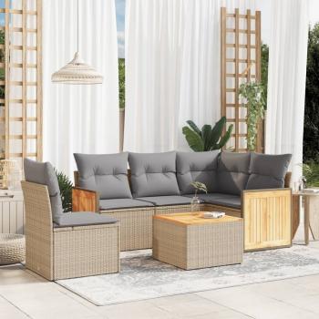 ARDEBO.de - 6-tlg. Garten-Sofagarnitur mit Kissen Beige Poly Rattan