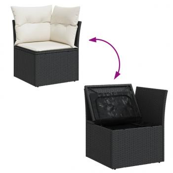 13-tlg. Garten-Sofagarnitur mit Kissen Schwarz Poly Rattan