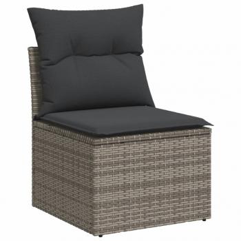 8-tlg. Garten-Sofagarnitur mit Kissen Grau Poly Rattan