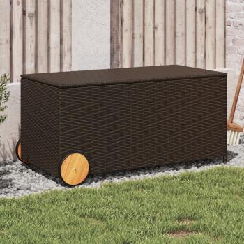 ARDEBO.de - Gartentruhe mit Rollen Braun 190L Poly Rattan