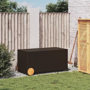 Gartentruhe mit Rollen Braun 190L Poly Rattan