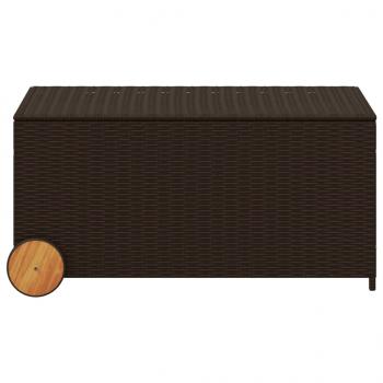 Gartentruhe mit Rollen Braun 190L Poly Rattan