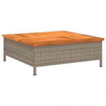 ARDEBO.de - Gartentisch Grau 70x70x25 cm Rattan und Akazienholz