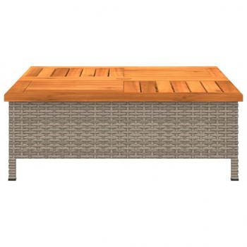 Gartentisch Grau 70x70x25 cm Rattan und Akazienholz