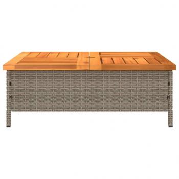 Gartentisch Grau 70x70x25 cm Rattan und Akazienholz