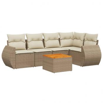 ARDEBO.de - 6-tlg. Garten-Sofagarnitur mit Kissen Beige Poly Rattan