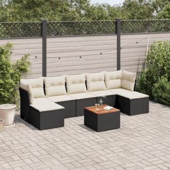 ARDEBO.de - 8-tlg. Garten-Sofagarnitur mit Kissen Schwarz Poly Rattan